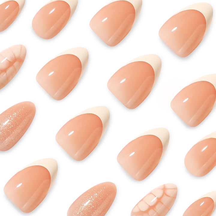 Artful nail extensions with shimmering glitter and unique design Stornfield
