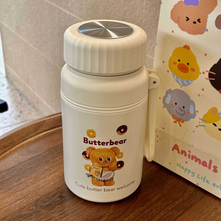 Women Insulated Drinking Bottle with Practical Carrying Handle and Cute Animal Design Stornfield
