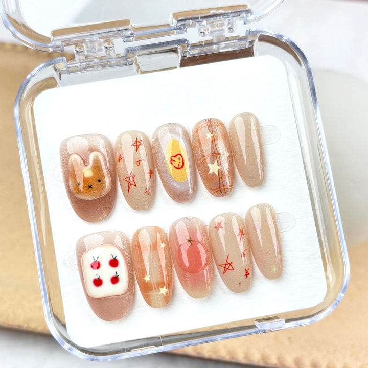 Creative Cartoon-Themed Press-On Nail Design Set