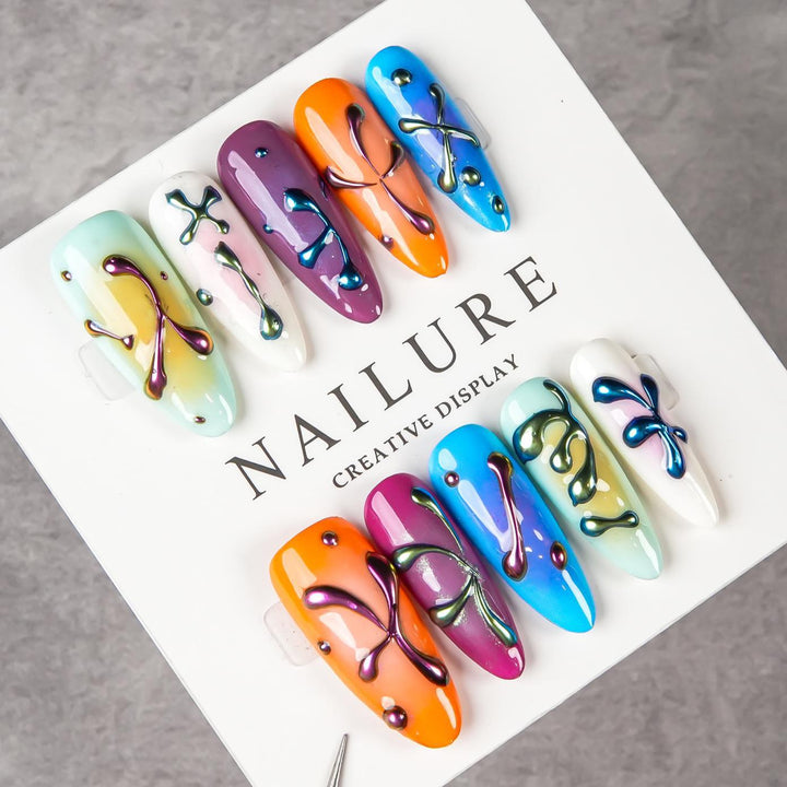 Artistic Press-On Nail Set with Unique Design