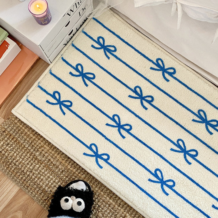 Embroidered Striped Bath Mat