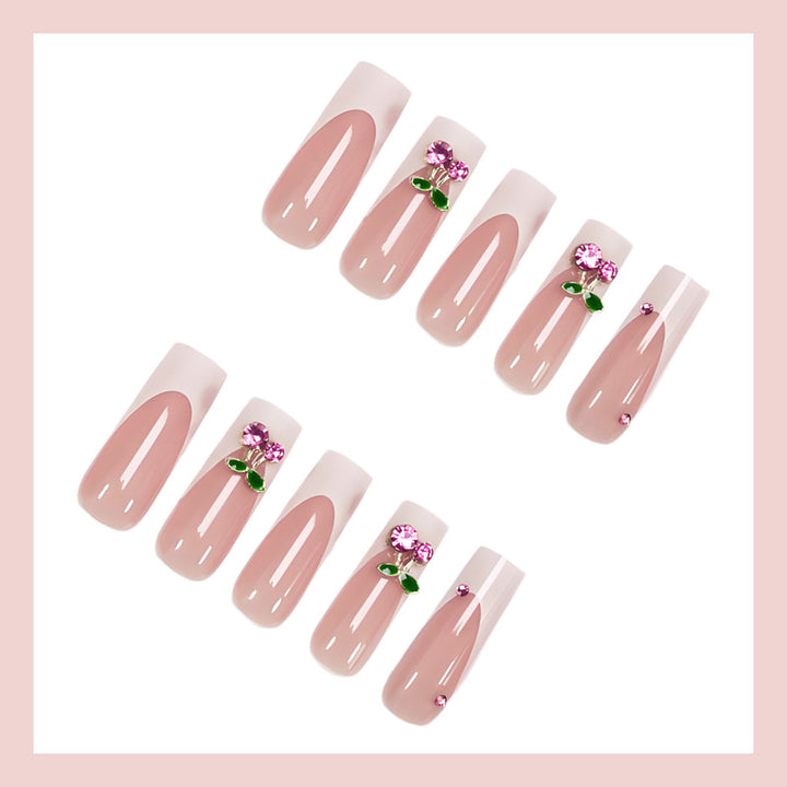 Artificial nail set with floral decorations Stornfield