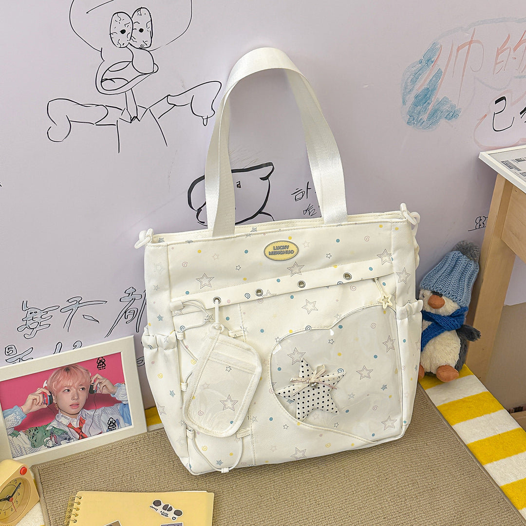 Stylish Multi-Pocket Star-Appliqué Backpack Stornfield