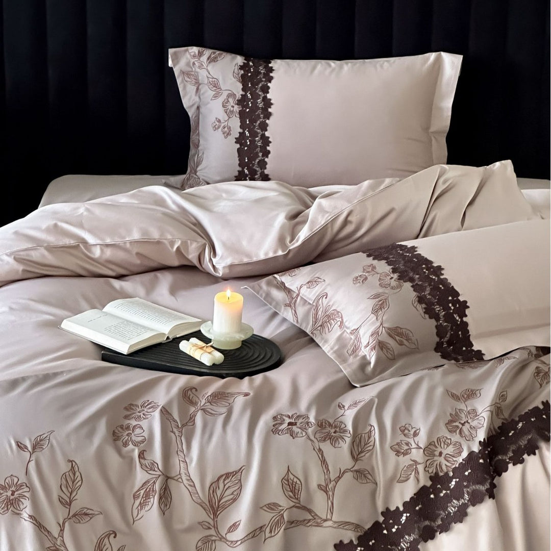 Luxury Embroidered Cotton-Satin Duvet Cover Set