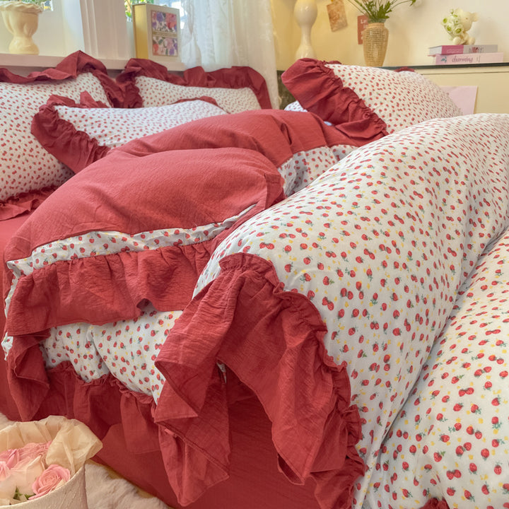 Decorative Ruffled Floral Cushion Set