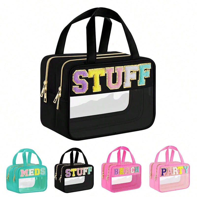 Transparent cosmetic organizer bag with double zipper Stornfield