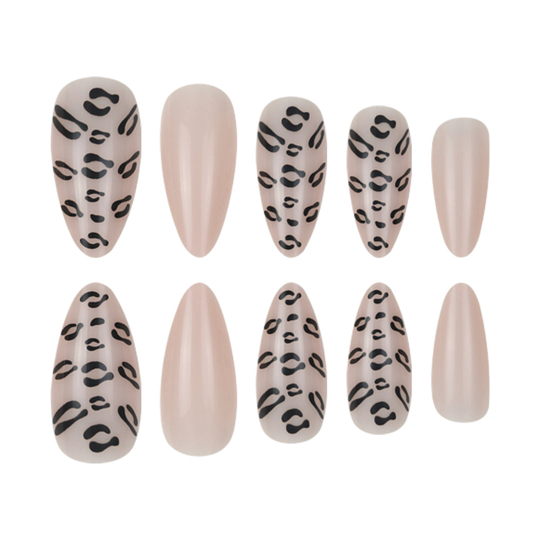 Elegant Stiletto Press-On Nails with Animal Print Design Stornfield