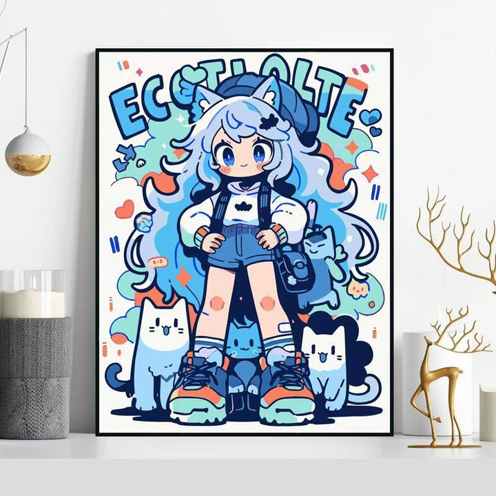 Whimsical Cat-Themed Illustration Wall Art Stornfield