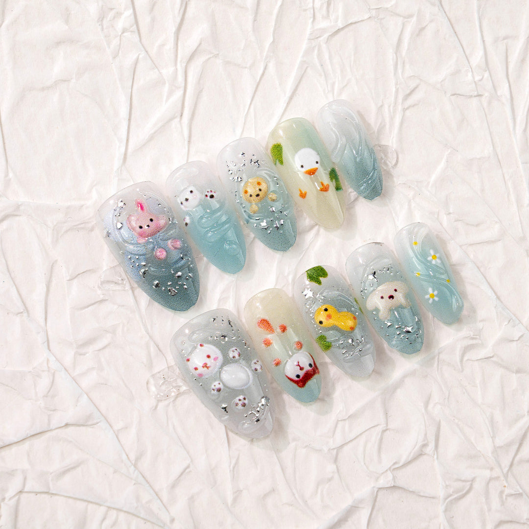 Whimsical Animal-Themed Press-On Nail Collection