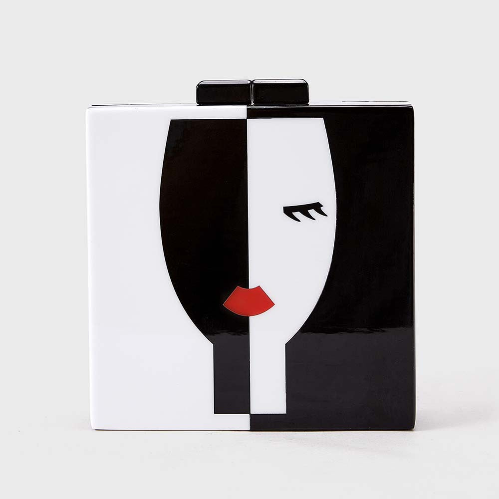 Artistic Face-Patterned Acrylic Clutch