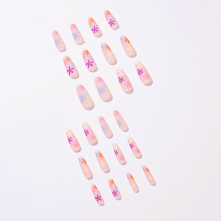 Artificial nail extensions with colorful floral pattern Stornfield