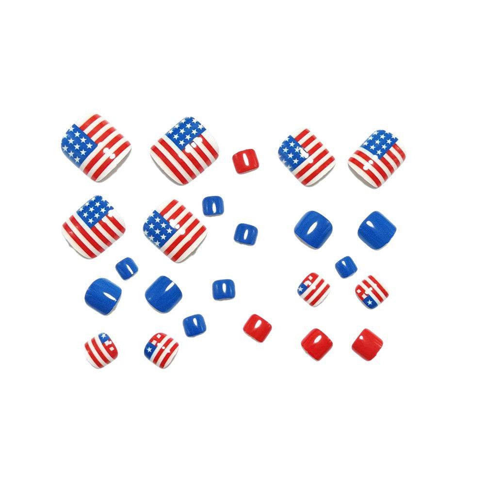 Patriotic style artificial nails with flag motifs Stornfield