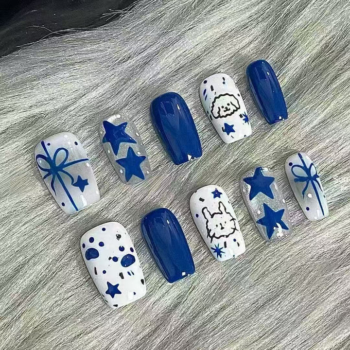 Whimsical Bear-Themed Press-On Nail Art Kit Stornfield