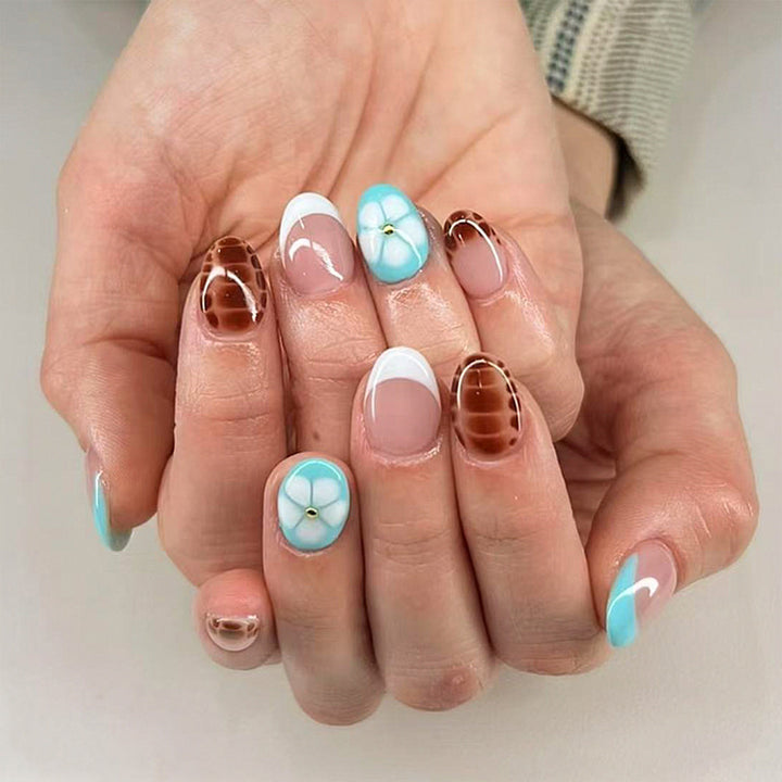 Artistic Floral Acrylic Press-On Nail Set Stornfield
