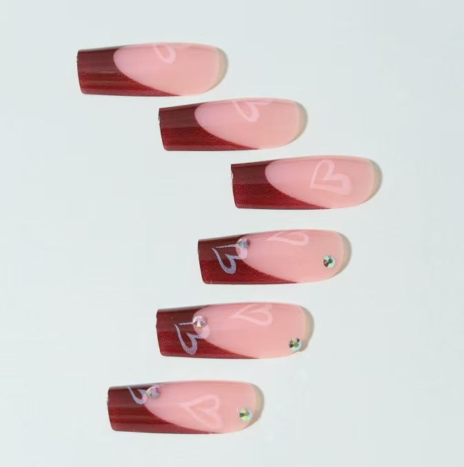 Decorative Press-On Nail Set with Heart Design Stornfield