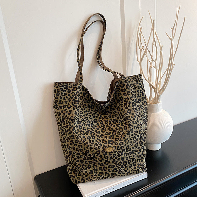 Spacious Leopard Print Tote Bag