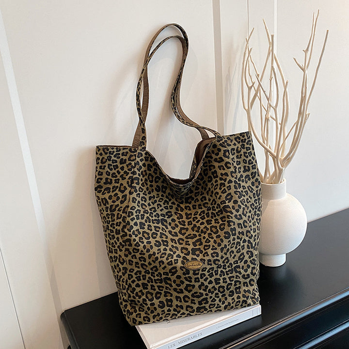 Spacious Leopard Print Tote Bag