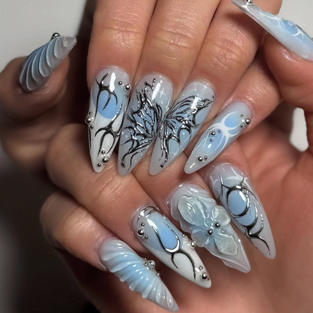 Elegant artificial nails with floral accents Stornfield