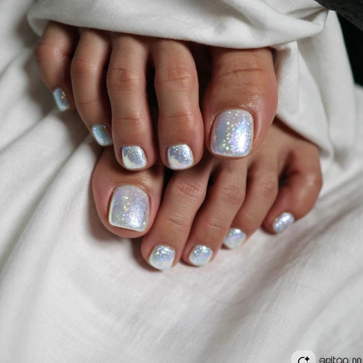 Premium Glittering Pedicure Press-On Nail Set Stornfield