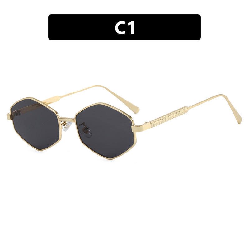 Women's hexagonal sunglasses with elegant metal accents and UV protection Stornfield