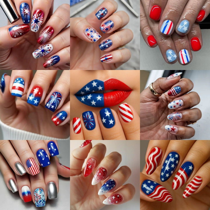 Creative Nail Design Set with Star and Stripe Motifs Stornfield