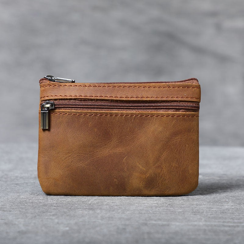 Compact Leather Zippered Coin Pouch Stornfield