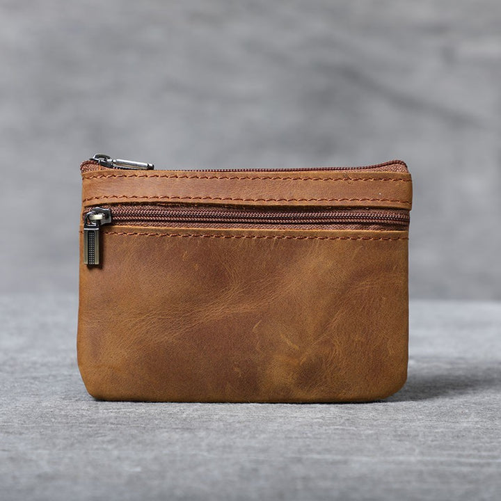 Compact Leather Zippered Coin Pouch Stornfield