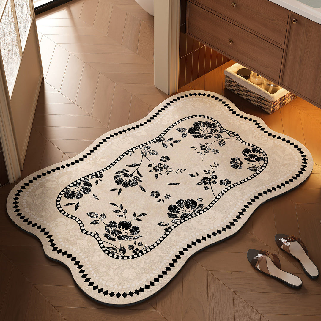 Floral-Themed Bathroom Mat