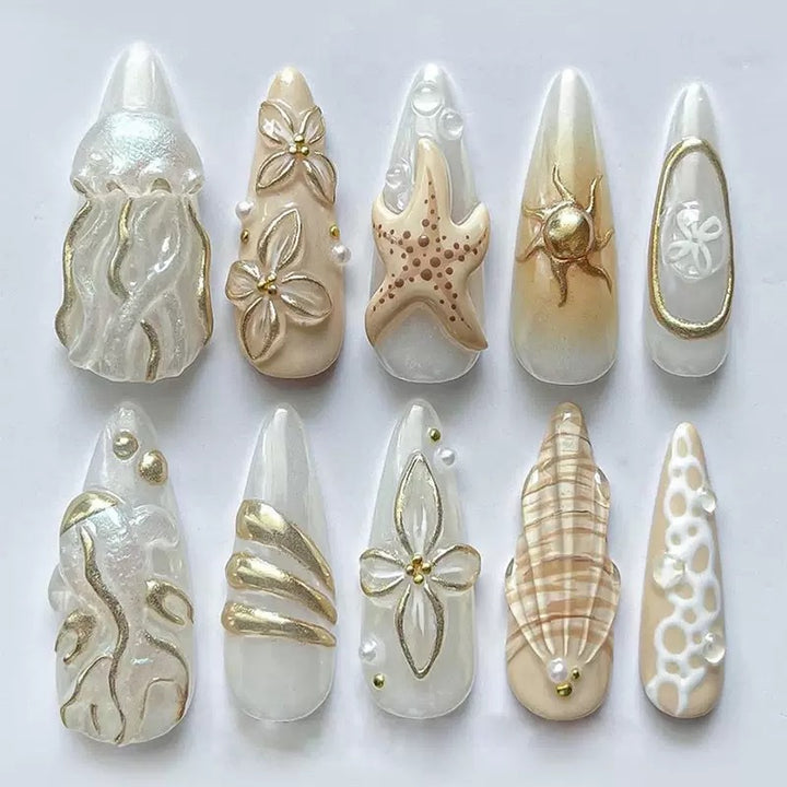 Elegant artificial nails with maritime motifs Stornfield