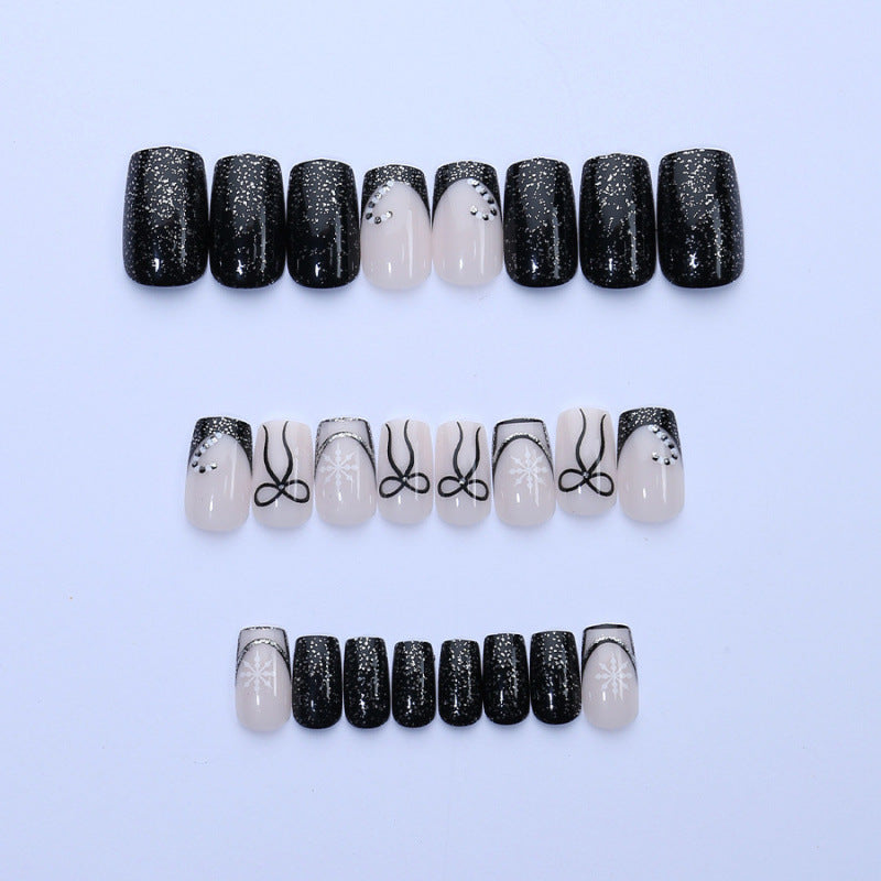 Glamorous Holiday-Themed Press-On Nail Art
