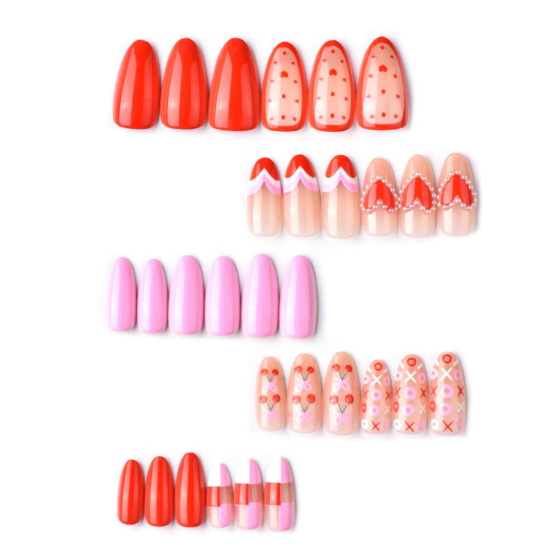 Heart-Inspired Artistic Press-On Nail Art