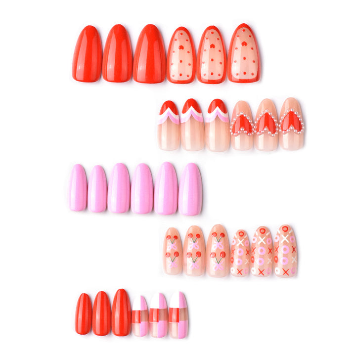 Heart-Inspired Artistic Press-On Nail Art