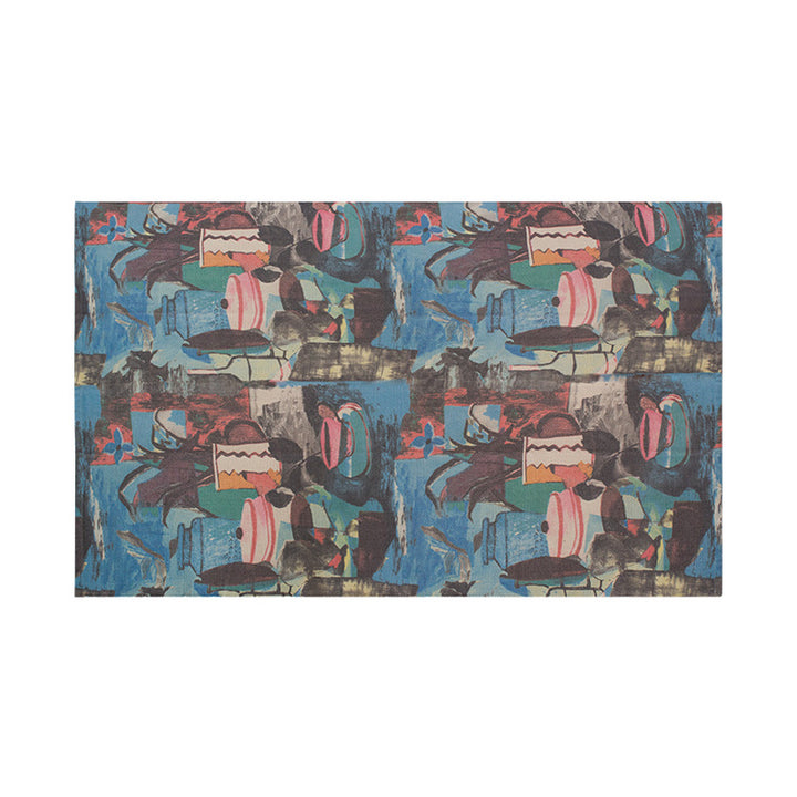 Flat-woven rectangular rug for living and entrance areas with quatrefoil pattern Stornfield