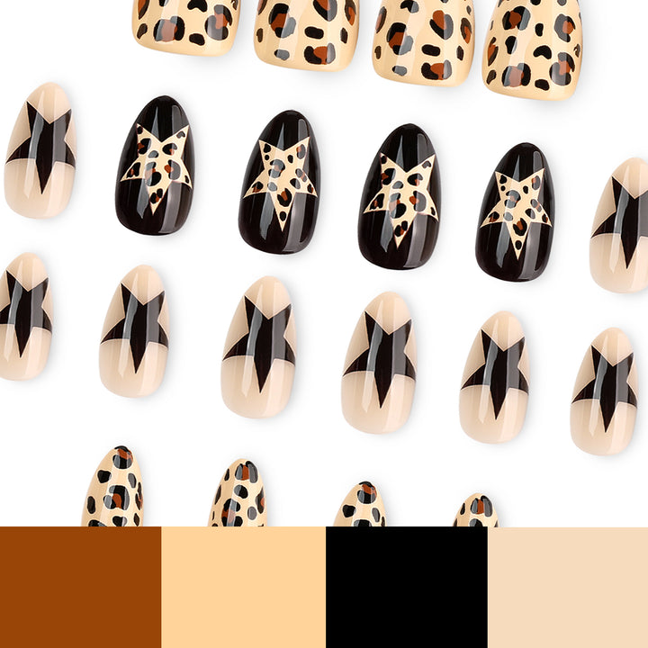Artistic Nail Extensions with Leopard and Star Design Stornfield