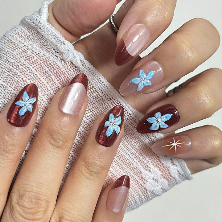 Elegant Floral Press-On Nail Set Stornfield