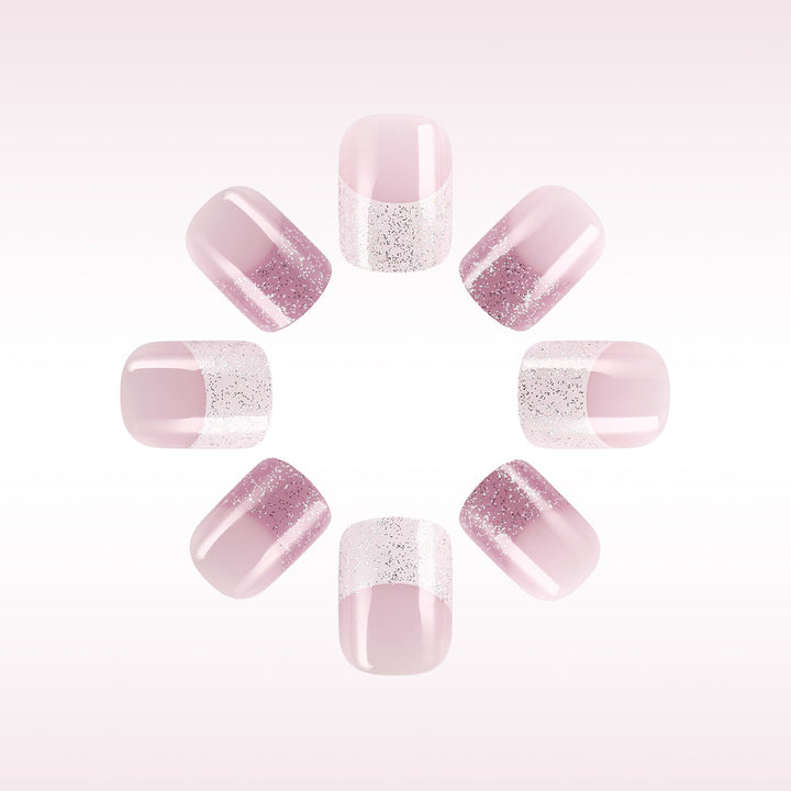 Glittery Pastel Floral Press-On Nails Stornfield