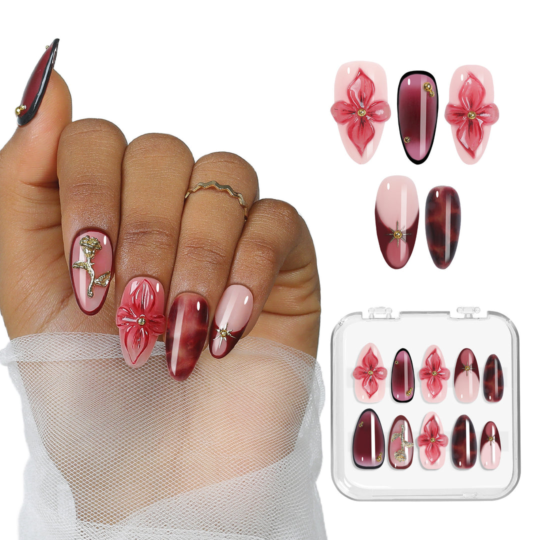 Nail art set with detailed floral designs Stornfield
