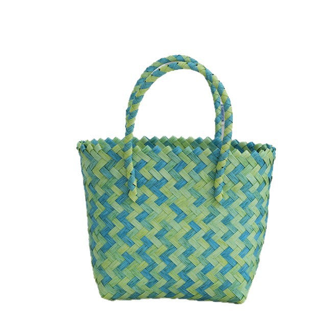 Braided tote bag with wooden handles Stornfield