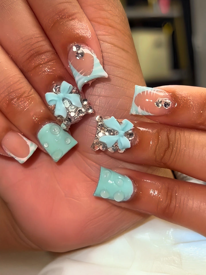 3D Bow and Rhinestone Nail Art Extensions Stornfield