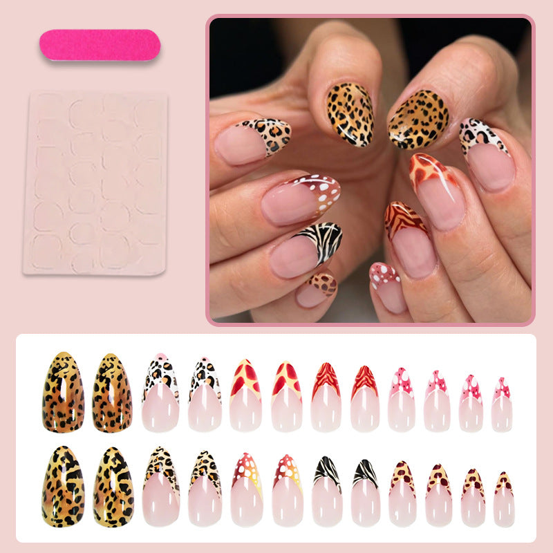Acrylic nail set with elegant animal and geometric designs Stornfield