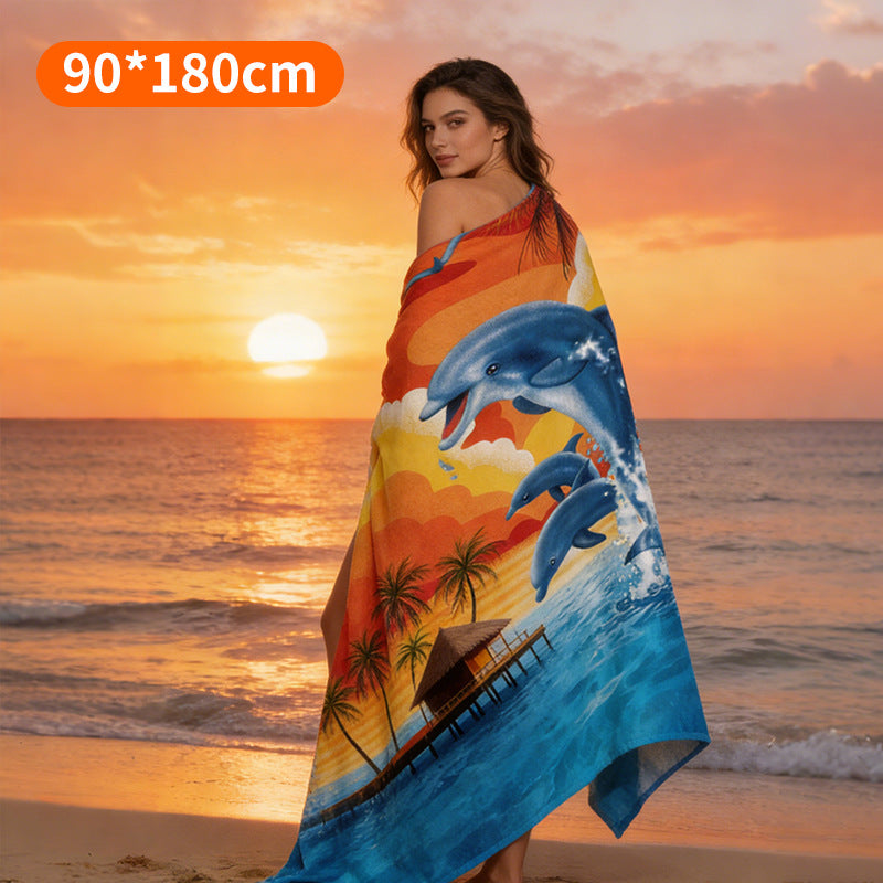 Beach towel with tropical flamingo pattern Stornfield