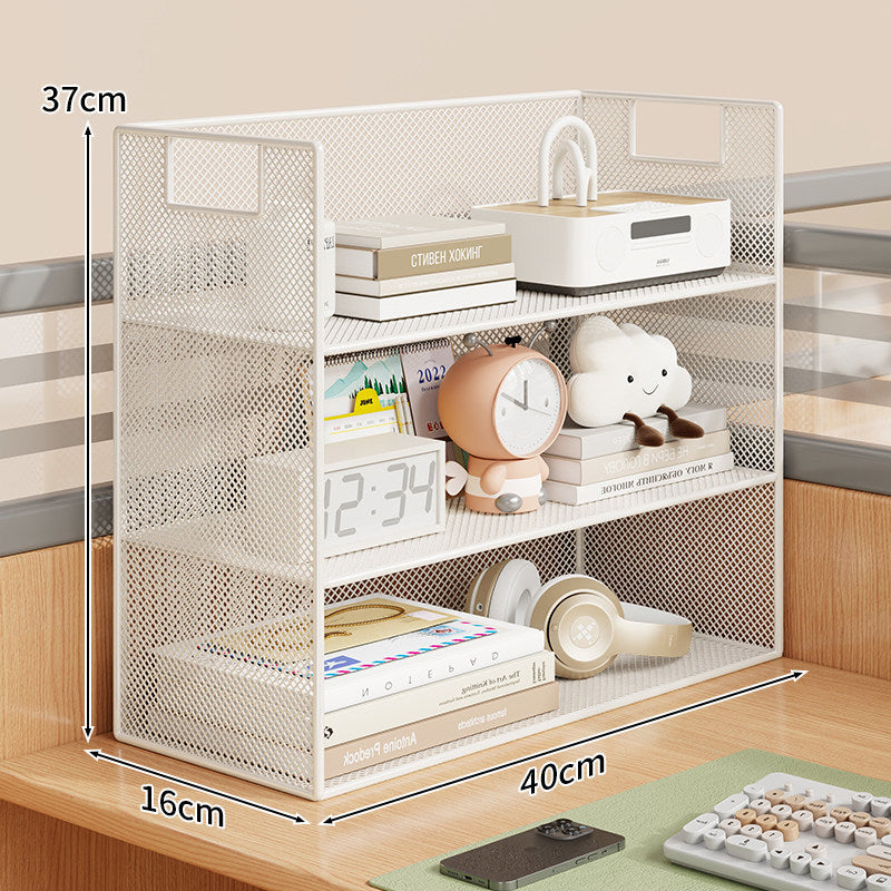 Mesh Desktop Open-Shelf Organizer with Integrated Handles and Dividers
