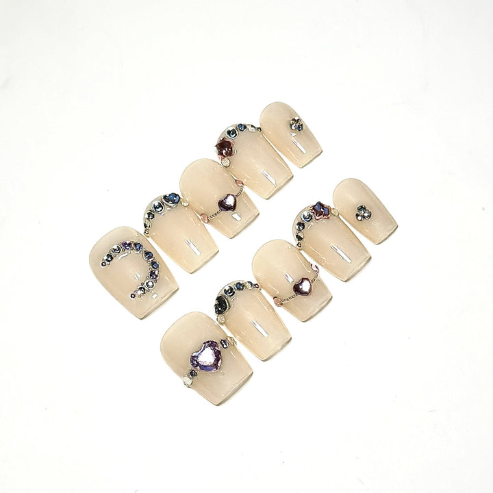 Decorative Crystal-Embellished Press-On Nails