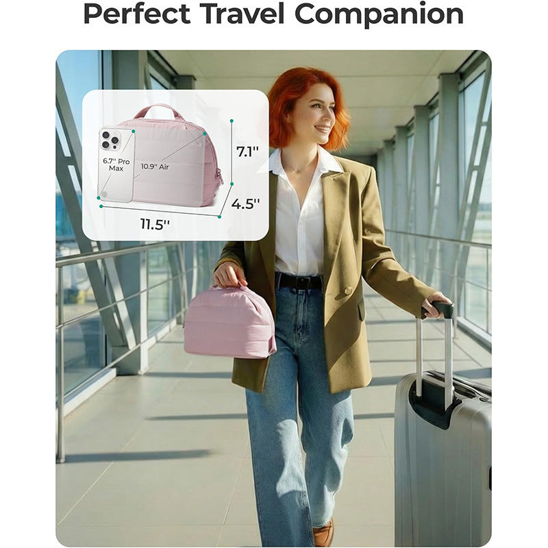 Cosmetic organizer bag with transparent compartments Stornfield