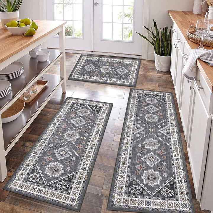 Vintage-Inspired Geometric Kitchen Mat