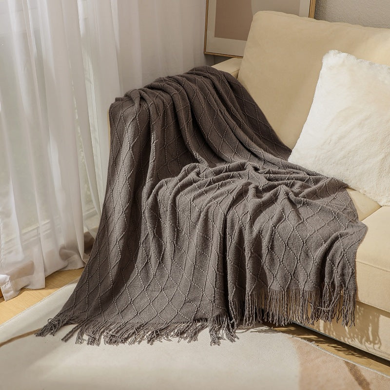 Cozy Textured Knitted Throw Blanket