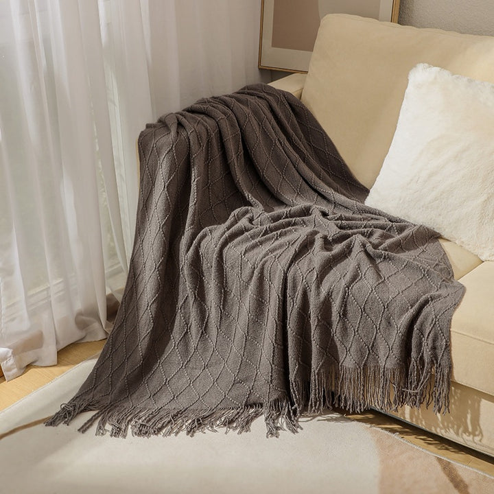 Cozy Textured Knitted Throw Blanket