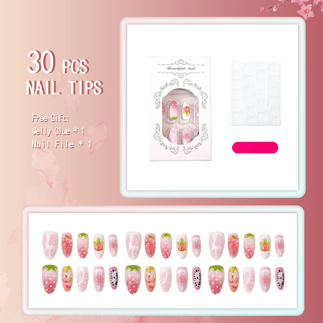 Fruit-Themed Decorative Press-On Nail Set