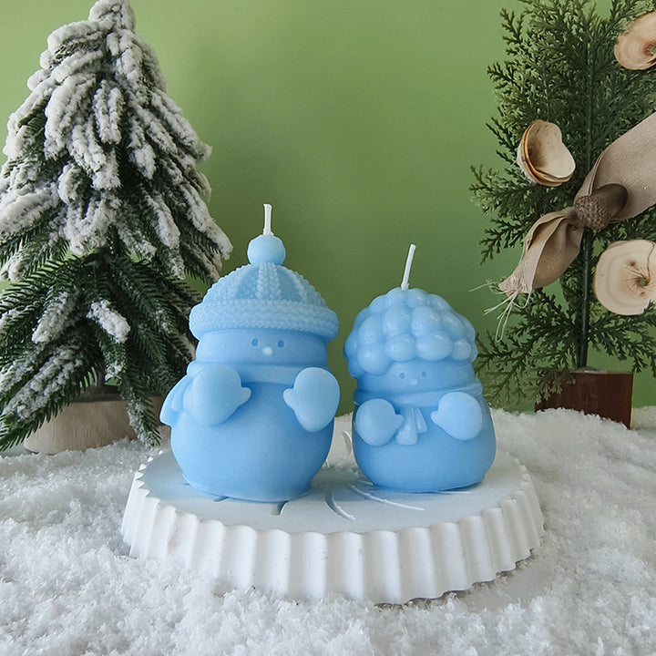Winter-Themed Decorative Candle