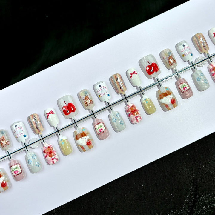 Artistic Hand-Painted Press-On Nail Art Set
